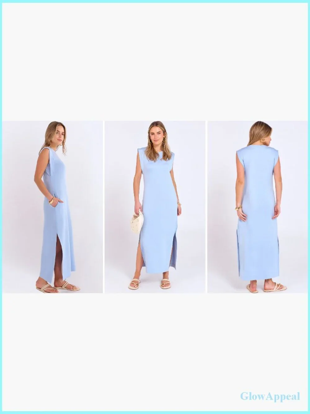 Casual Sleeveless Maxi Dress with Side Slit, Crewneck, Regular Fit, Travel & - Picture 7 of 7